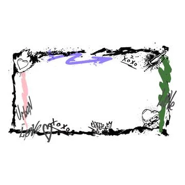 Spray painted vector border, graffiti chained heart, bullet and arrows with Stock Illustration