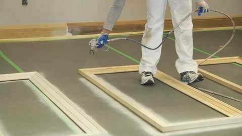 Spray Painting the frames Stock Footage 111497967