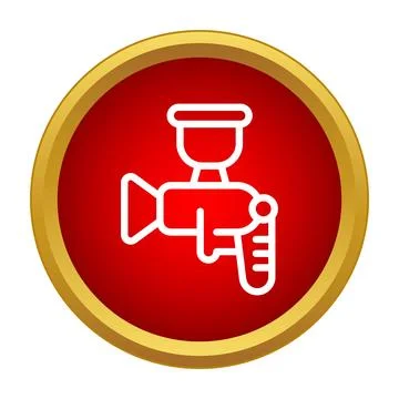 Spray painting tool inside a red circle with a gold border Stock Illustration