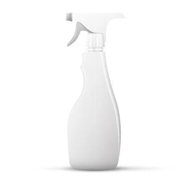 Spray pistol cleaner plastic round plastic bottle white. Stock Illustration