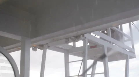 Spray from Ship window washer Stock Footage 999478