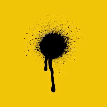Spray splash on yellow background. Splatter dot. Graffiti spray paint Stock Illustration