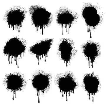 Spray Splatter Blots set. Vector illustration Ilustración de archivo