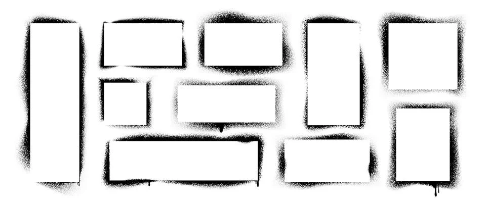 Spray stencil frames. Realistic graffiti borders with splatter effect. Abstract Stock Illustration