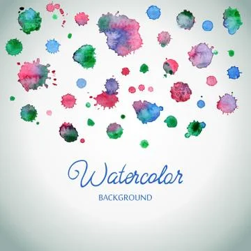 Spray vector paint, watercolor splash background, colorful paint drops. Stock Illustration