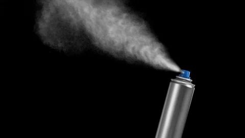 Spray14C on black and alpha HD 30fps Video stock 104540176