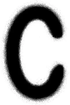 Sprayed C font graffiti in black over white Stock Illustration