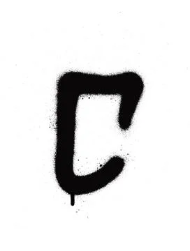Sprayed C font graffiti with leak in black over white Stock Illustration
