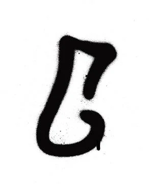 Sprayed C font graffiti with leak in black over white Stock-Illustration