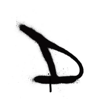 Sprayed D font graffiti with leak in black over white Stock Illustration