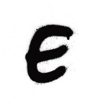 Sprayed E font graffiti with leak in black over white Illustrazione stock
