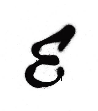 Sprayed E font graffiti with leak in black over white Stock Illustration