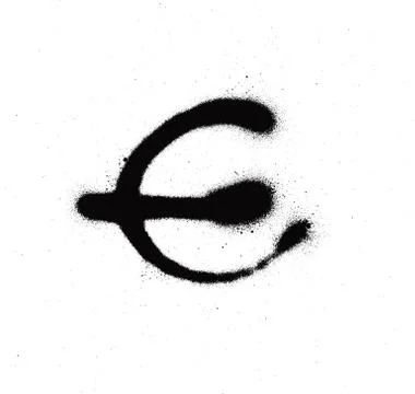 Sprayed E font graffiti with leak in black over white Stock Illustration