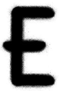 Sprayed E graffiti font in black over white Stock Illustration