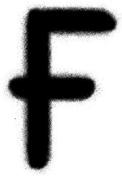 Sprayed F font graffiti in black over white Stock Illustration