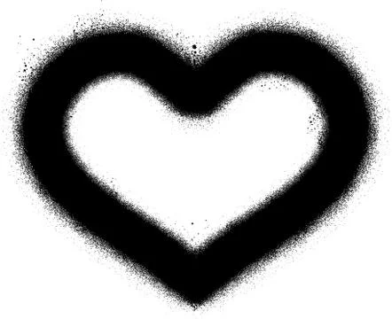Sprayed graffiti heart in black over white Stock Illustration