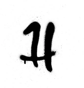 Sprayed H font graffiti with leak in black over white Illustrazione stock