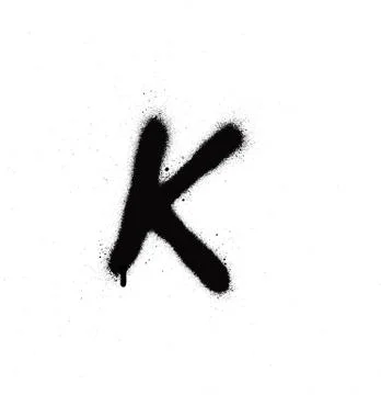 Sprayed K font graffiti with leak in black over white Stock Illustration