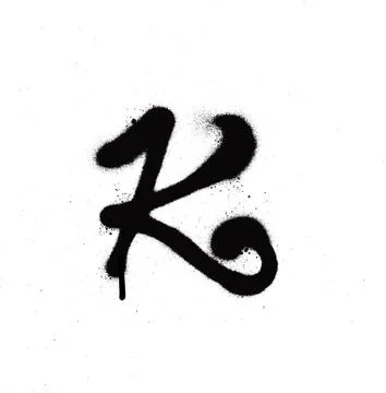 Sprayed K font graffiti with leak in black over white Stock Illustration