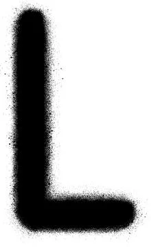 Sprayed L font graffiti in black over white Stock Illustration