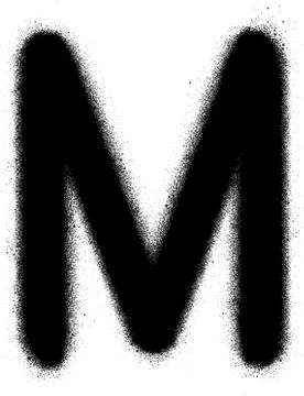Sprayed M font graffiti in black over white Stock Illustration