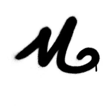 Sprayed M font graffiti with leak in black over white Stock-Illustration