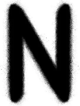 Sprayed N font graffiti in black over white Stock Illustration