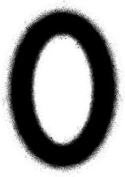Sprayed O font graffiti in black over white Stock Illustration