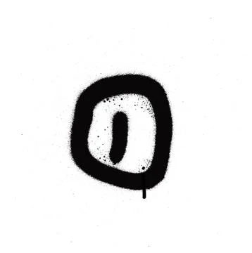 Sprayed O font graffiti with leak in black over white Illustrazione stock