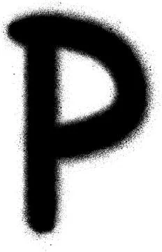 Sprayed P font graffiti in black over white Stock Illustration