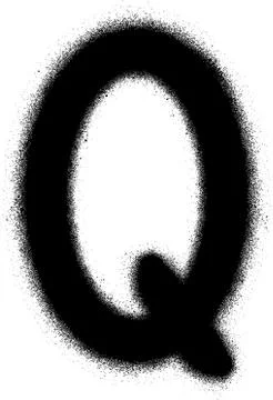 Sprayed Q font graffiti in black over white Stock Illustration