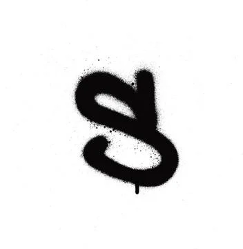 Sprayed S font graffiti with leak in black over white Stock Illustration