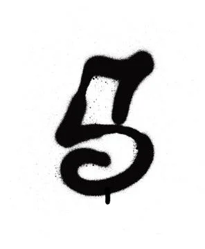Sprayed S font graffiti with leak in black over white Stock Illustration