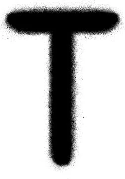 Sprayed T font graffiti in black over white Stock Illustration