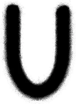 Sprayed U font graffiti in black over white Stock Illustration