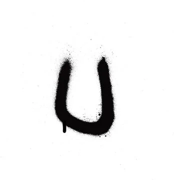Sprayed U font graffiti with leak in black over white Stock Illustration