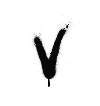 Sprayed V font graffiti with leak in black over white Stock Illustration