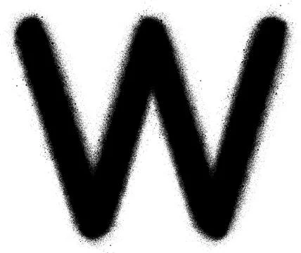Sprayed W font graffiti in black over white Stock Illustration