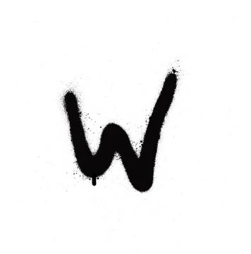Sprayed W font graffiti with leak in black over white Stock Illustration