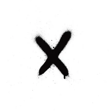Sprayed X font graffiti with leak in black over white Stock Illustration