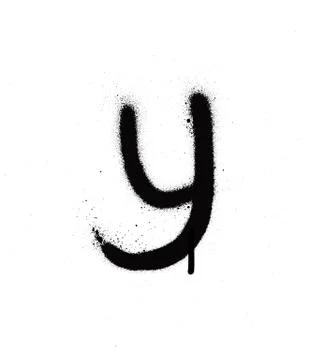 Sprayed Y font graffiti with leak in black over white Stock Illustration