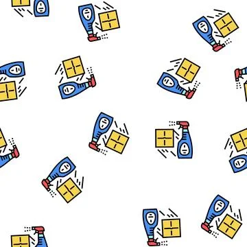 Sprayer for cleaning tile vector seamless pattern Stock Illustration