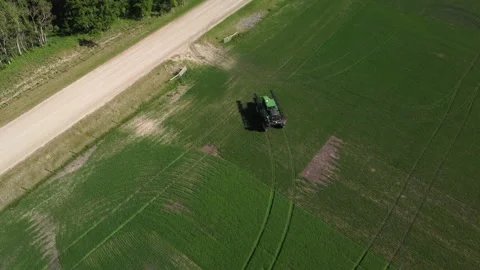 Sprayer On Field and Road Stock Footage 156473804