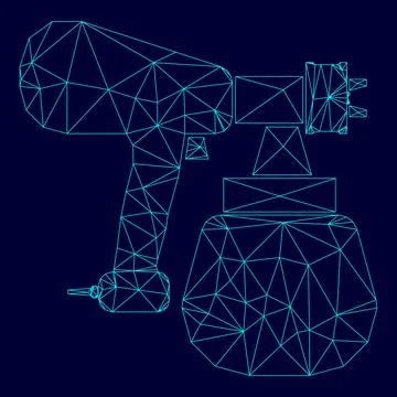 Sprayer paint low poly triangulation triangulated polygonal electric cyan b.. Stock Illustration