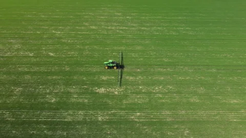 Sprayer Spraying Green Field Stock Footage 156473162