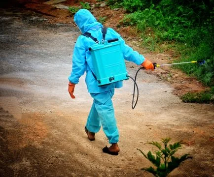 Spraying alcohol based solution in the hyderabad city Stock Photos