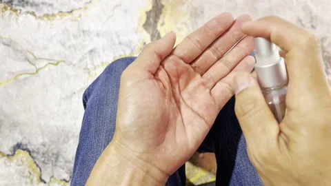 Spraying antiseptic liquid Video stock 329744499