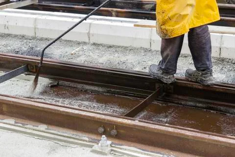 Spraying bitumen emulsion Stock Photos