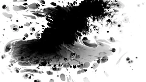 Spraying black paint on a white background Stock Footage 303171779