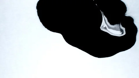 Spraying black paint on a white background Stock Footage 303171954